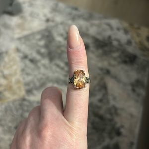 Sterling Silver Cocktail Ring w/ Simulated Citrine